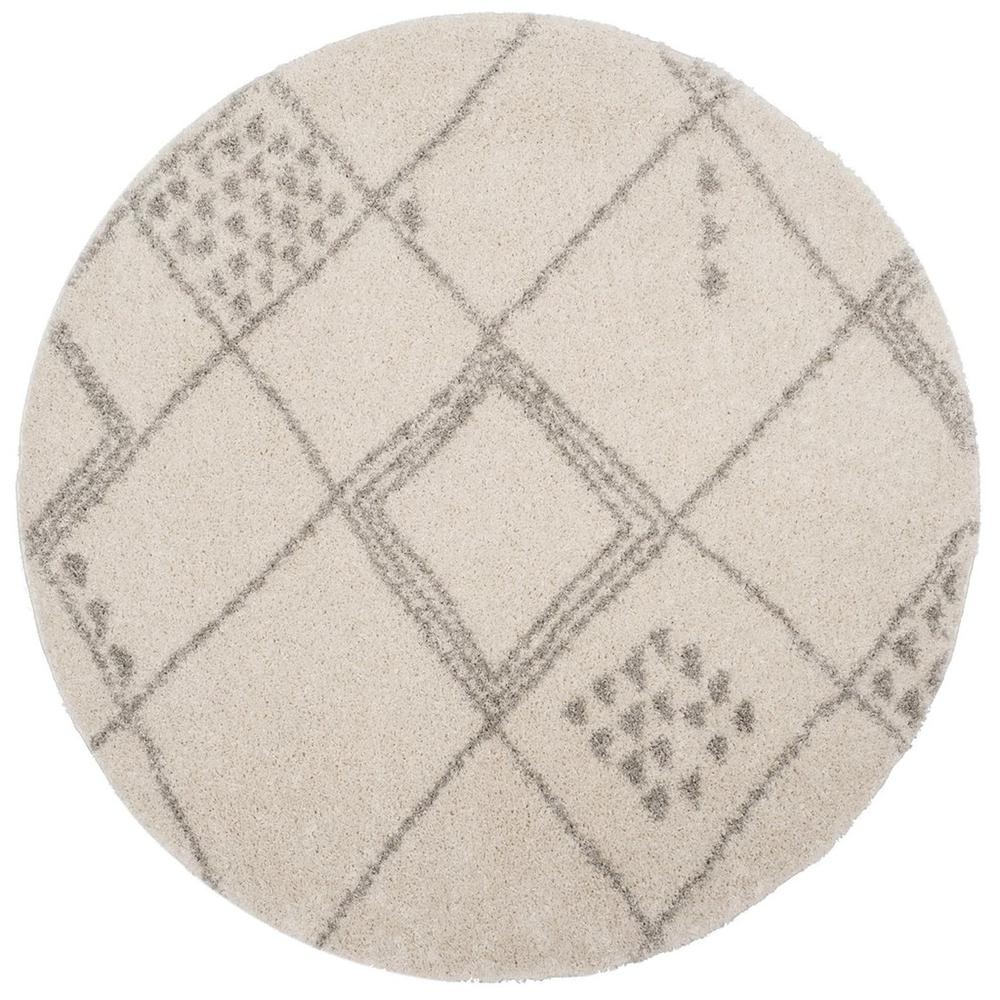 ARIZONA SHAG, IVORY / GREY, 6'-7" X 6'-7" Round, Area Rug, ASG751G-7R. Picture 1