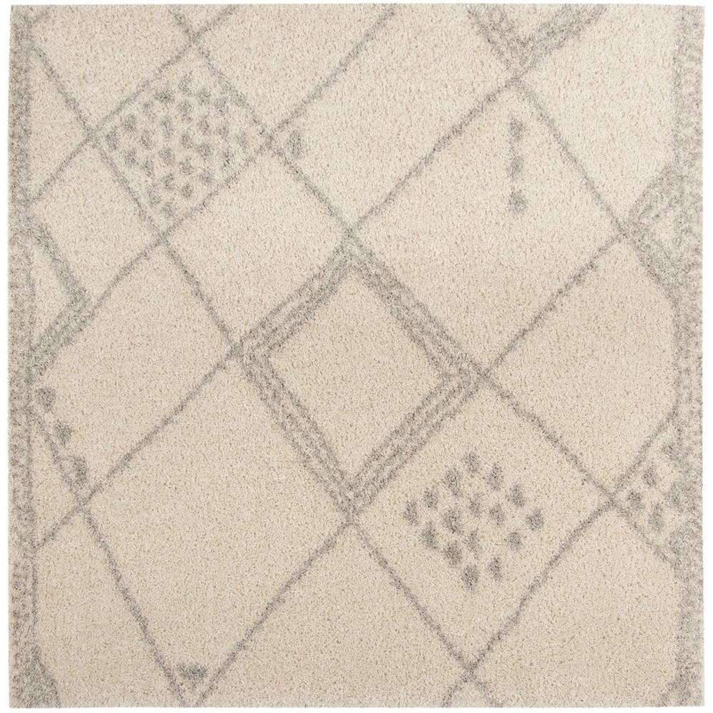 ARIZONA SHAG, IVORY / GREY, 6'-7" X 6'-7" Square, Area Rug, ASG751G-7SQ. Picture 1