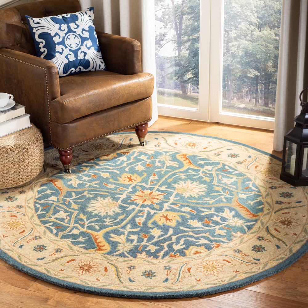 ANTIQUITY, BLUE, 6' X 6' Round, Area Rug, AT14E-6R. Picture 5