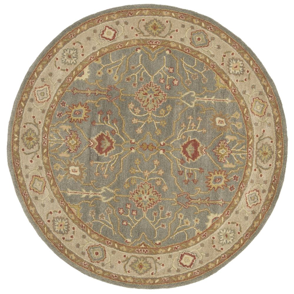 ANTIQUITY, BLUE / IVORY, 3'-6" X 3'-6" Round, Area Rug. Picture 1