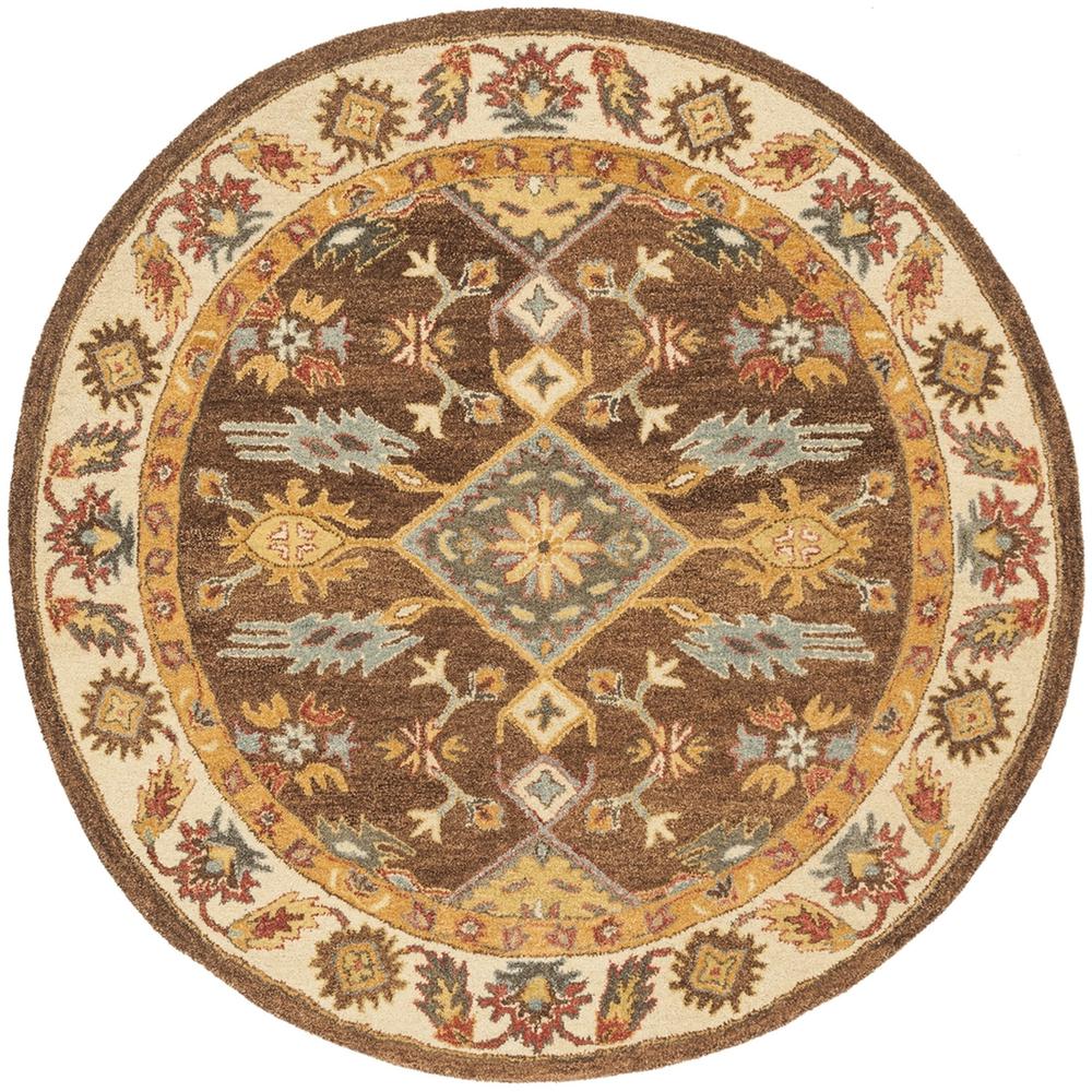 ANTIQUITY, DARK BROWN / IVORY, 6' X 6' Round, Area Rug. Picture 1