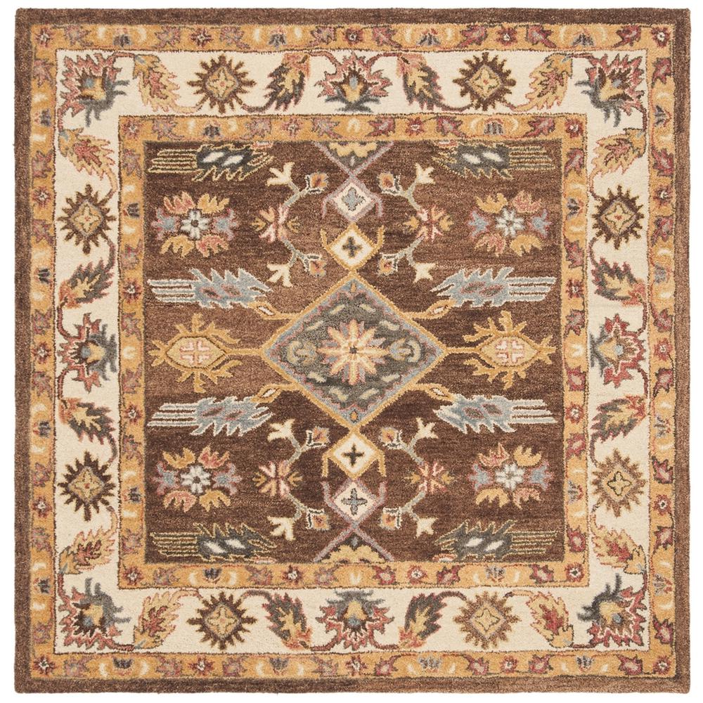 ANTIQUITY, DARK BROWN / IVORY, 6' X 6' Square, Area Rug. Picture 1