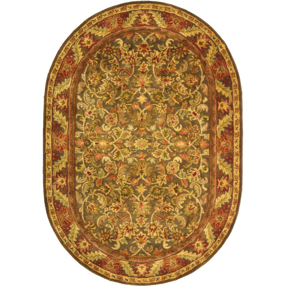 ANTIQUITY, GREEN / GOLD, 4'-6" X 6'-6" Oval, Area Rug, AT52K-5OV. Picture 1