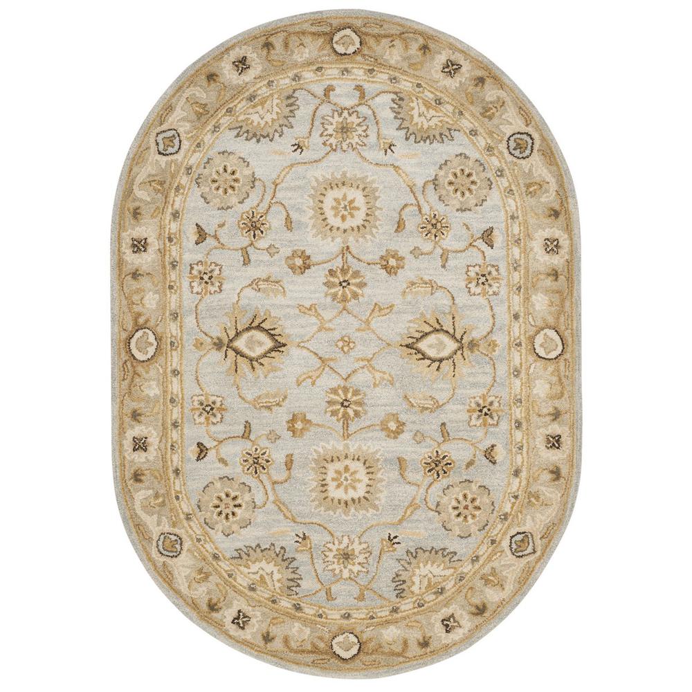 ANTIQUITY, LIGHT BLUE / SAGE, 4'-6" X 6'-6" Oval, Area Rug. Picture 1