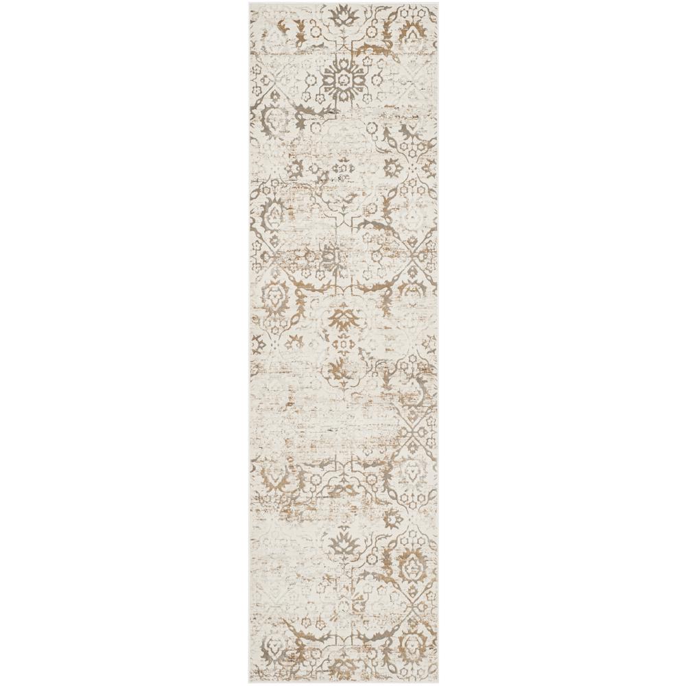 ARTIFACT, GREY / CREAM, 2'-3" X 8', Area Rug. Picture 1