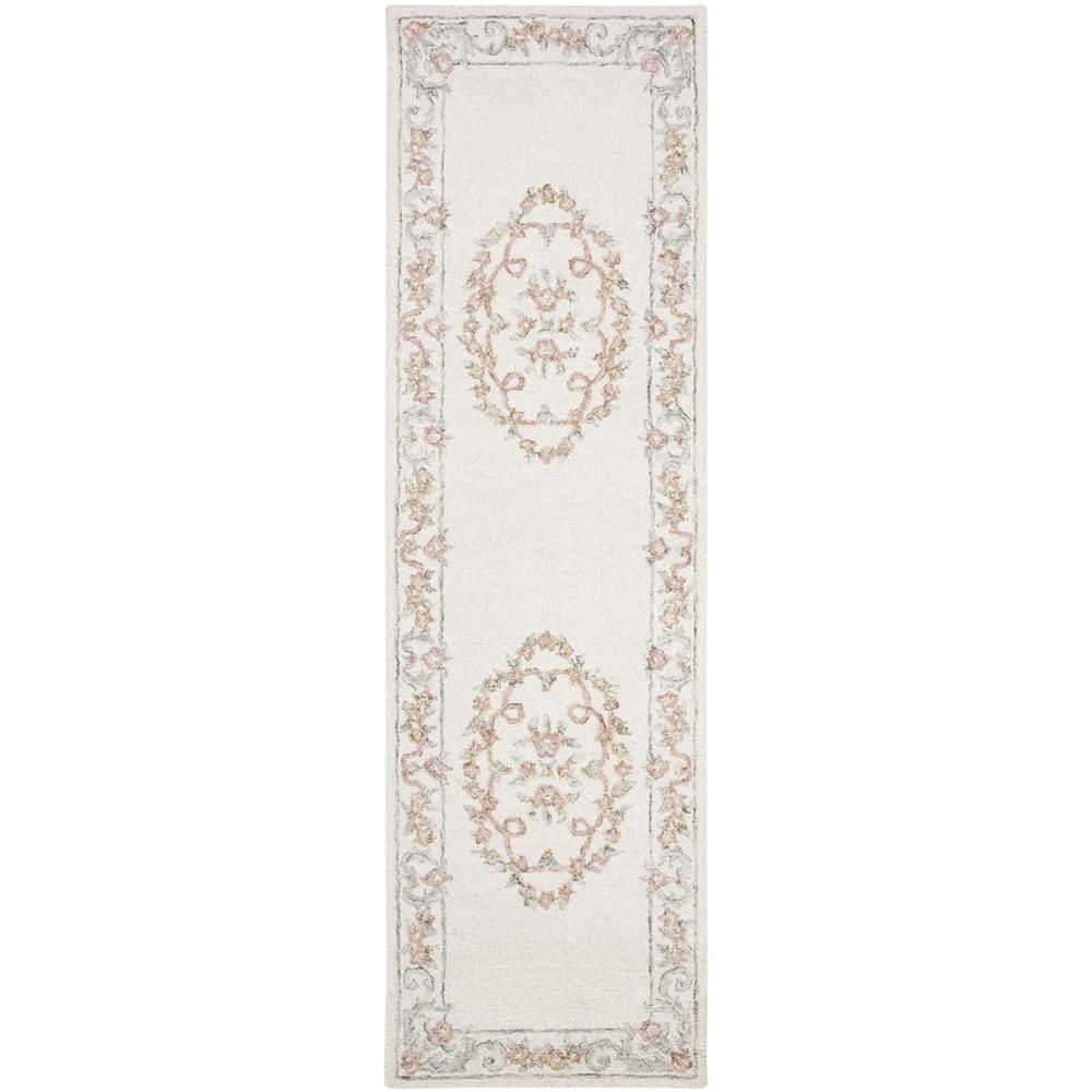 AUBUSSON, IVORY / PINK, 2'-3" X 8', Area Rug. Picture 1