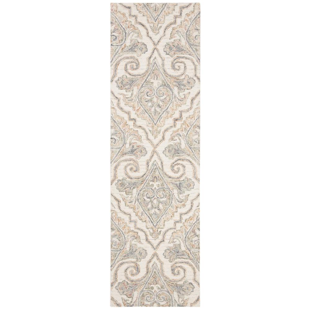 AUBUSSON, IVORY / GREEN, 2'-3" X 8', Area Rug. Picture 1