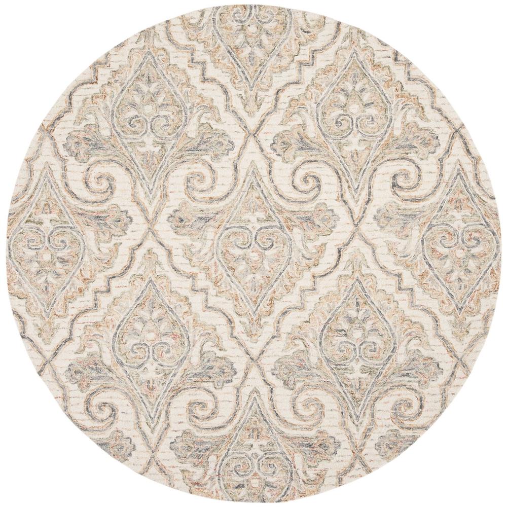 AUBUSSON, IVORY / GREEN, 6' X 6' Round, Area Rug. Picture 1