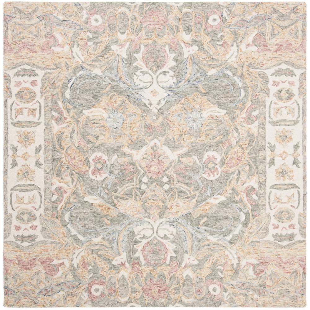 AUBUSSON, IVORY / SAGE, 6' X 6' Square, Area Rug. Picture 1