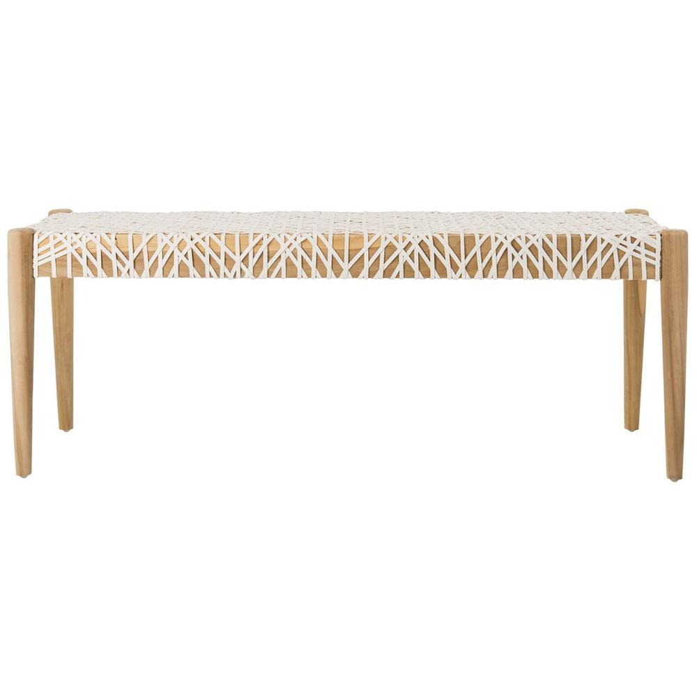 BANDELIER LEATHER WEAVE BENCH. Picture 1