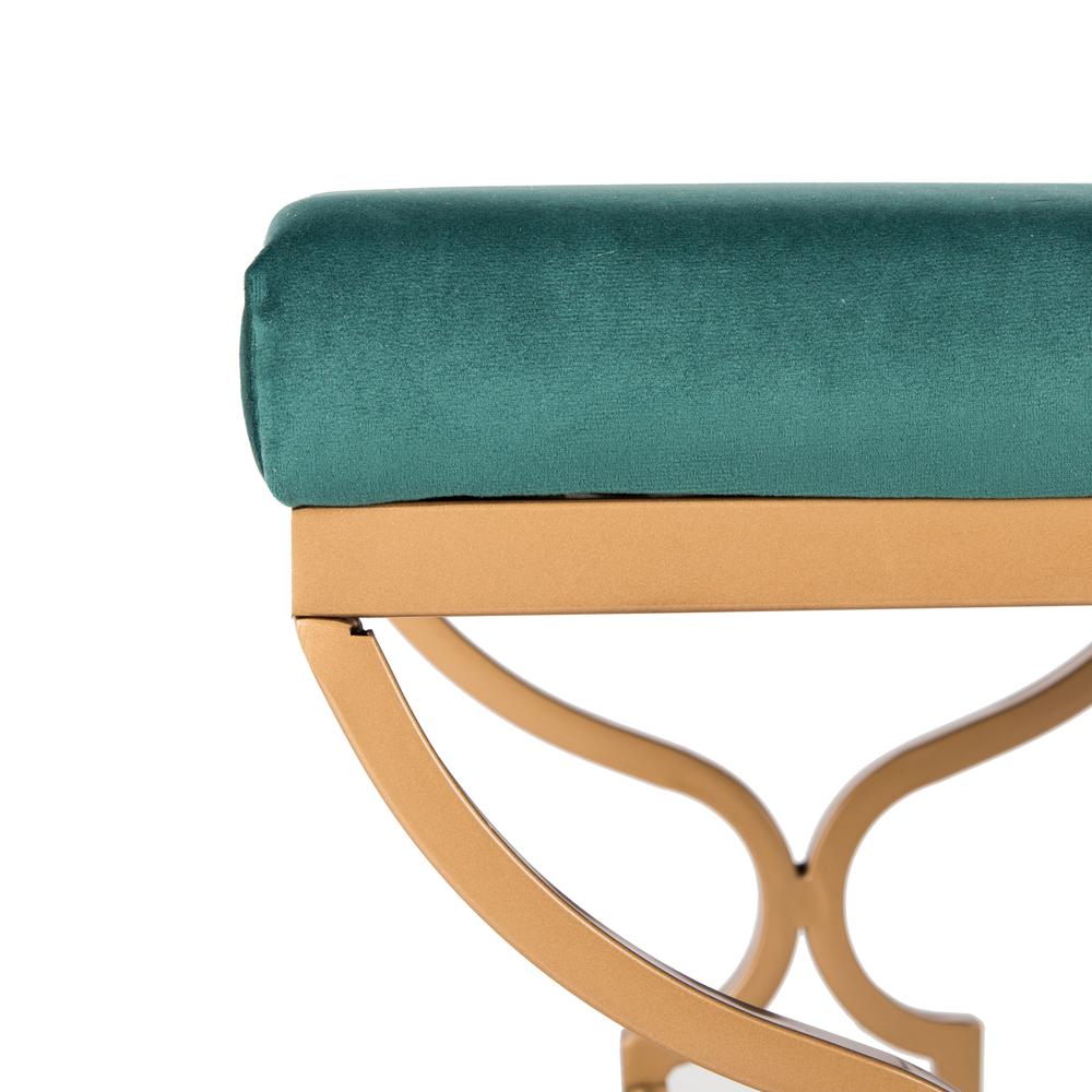 Juliet Rectangular Bench, Emerald/Gold. Picture 2
