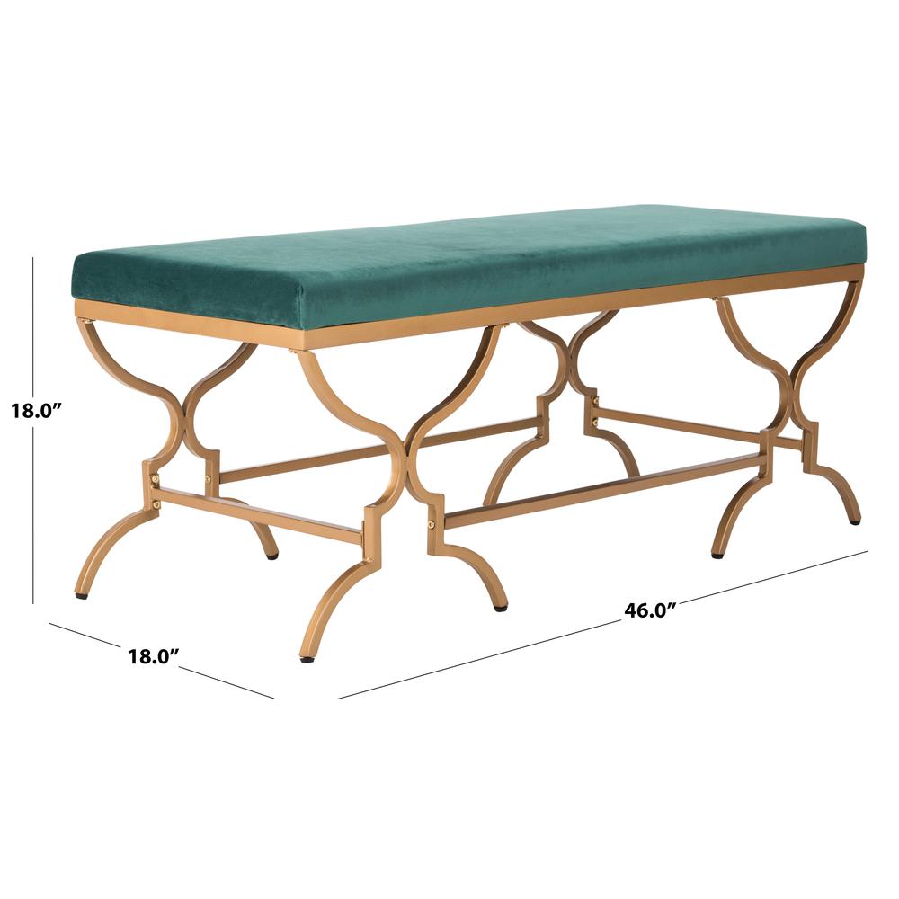 Juliet Rectangular Bench, Emerald/Gold. Picture 3