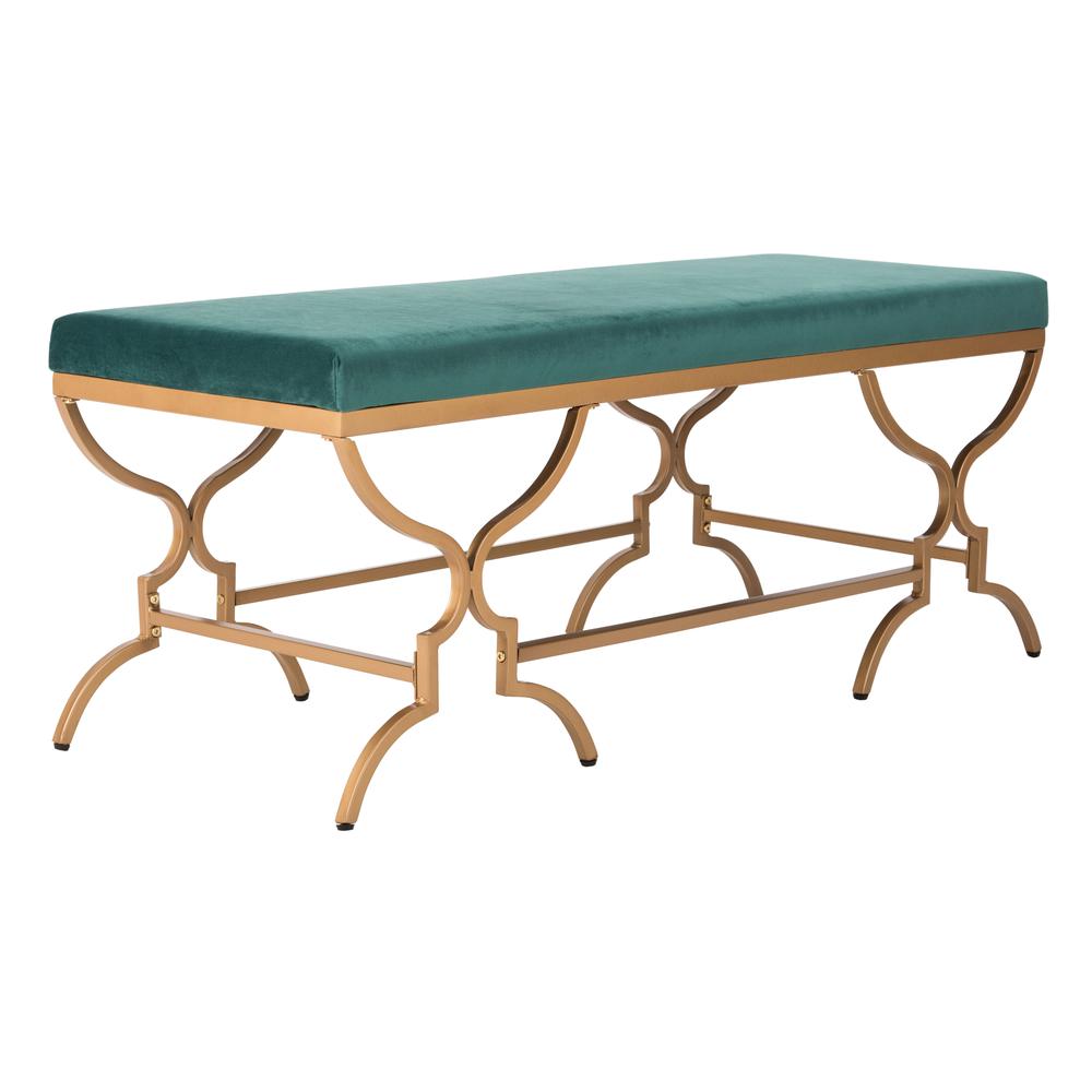 Juliet Rectangular Bench, Emerald/Gold. Picture 7