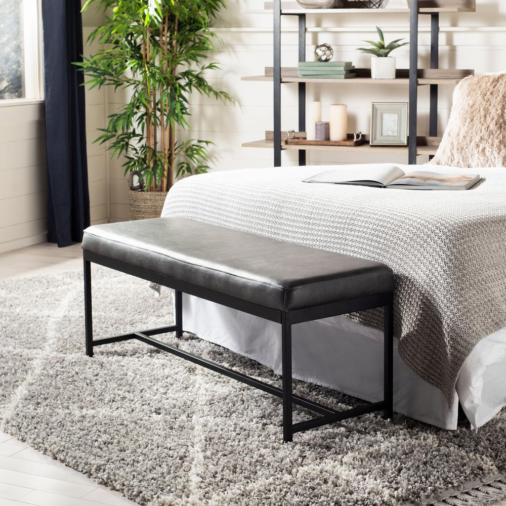 Chase Faux Leather Bench, Grey. Picture 5