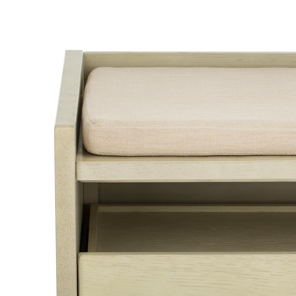 Percy Storage Bench, White Wash/Beige. Picture 4