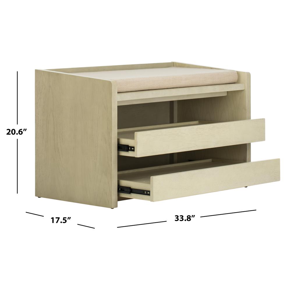 Percy Storage Bench, White Wash/Beige. Picture 5