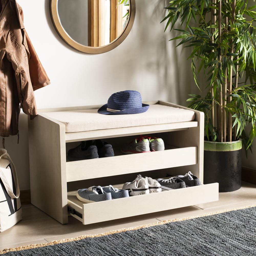 Percy Storage Bench, White Wash/Beige. Picture 7