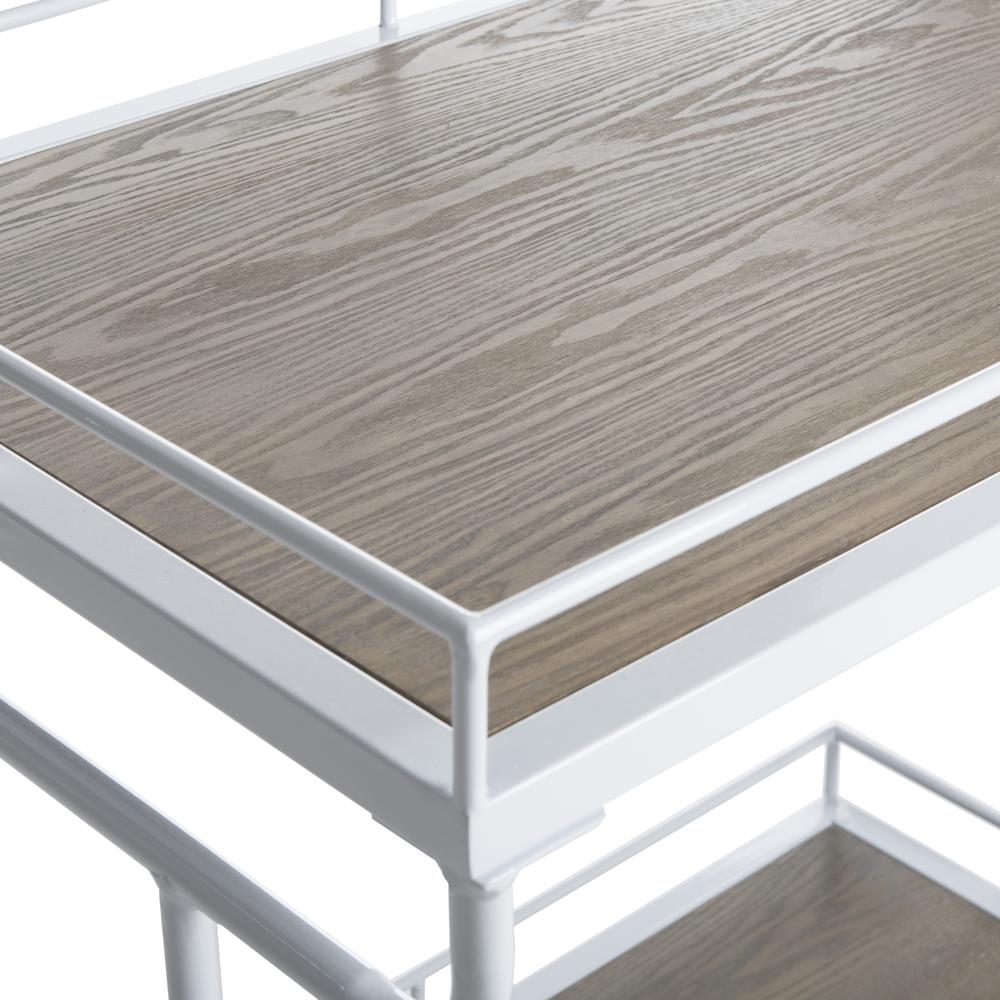 Dawson 2 Tier Rectangle Bar Cart, Rustic Oak/White. Picture 3