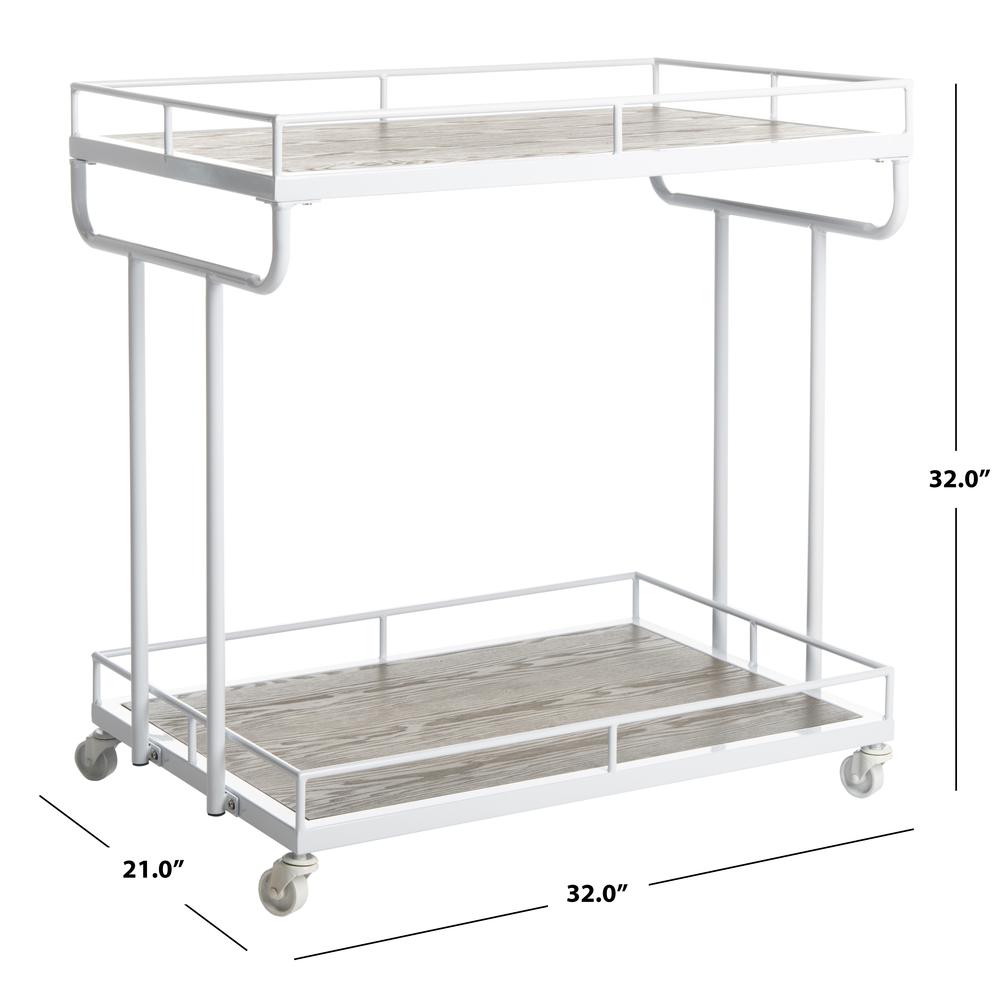 Dawson 2 Tier Rectangle Bar Cart, Rustic Oak/White. Picture 4