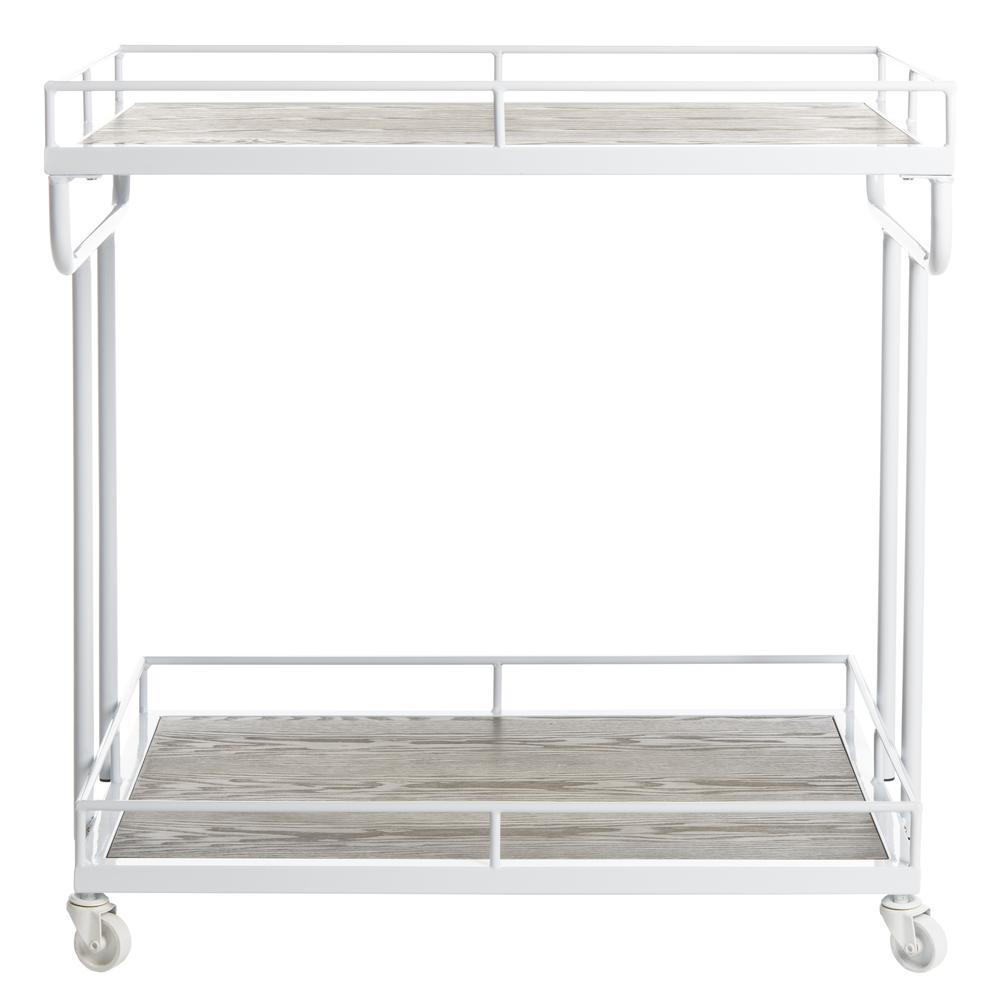 Dawson 2 Tier Rectangle Bar Cart, Rustic Oak/White. Picture 1