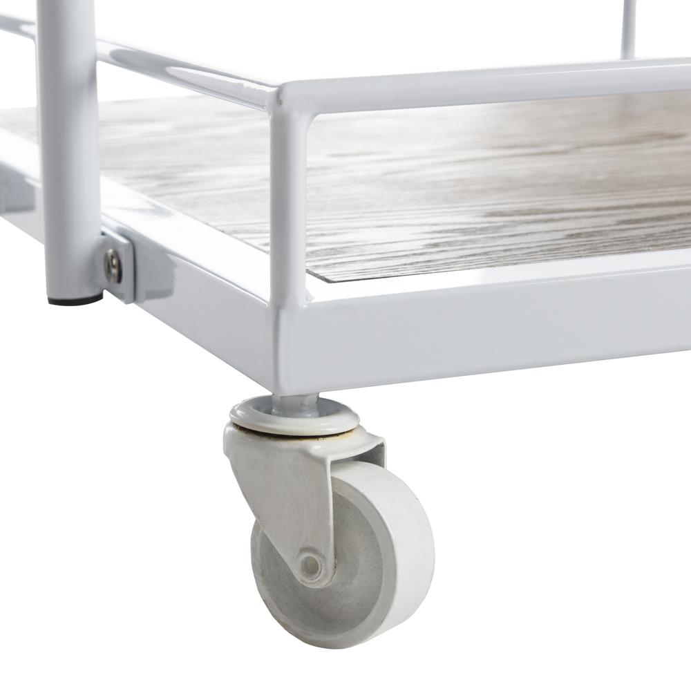 Dawson 2 Tier Rectangle Bar Cart, Rustic Oak/White. Picture 5