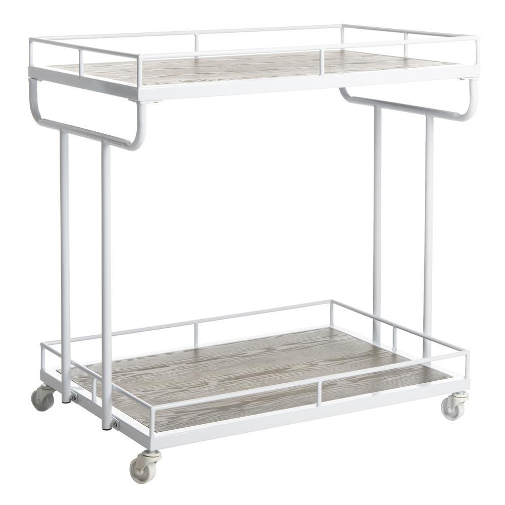 Dawson 2 Tier Rectangle Bar Cart, Rustic Oak/White. Picture 7