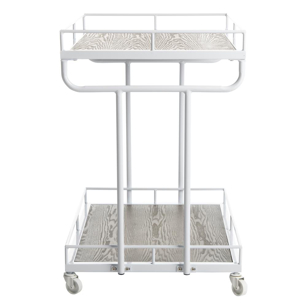 Dawson 2 Tier Rectangle Bar Cart, Rustic Oak/White. Picture 8