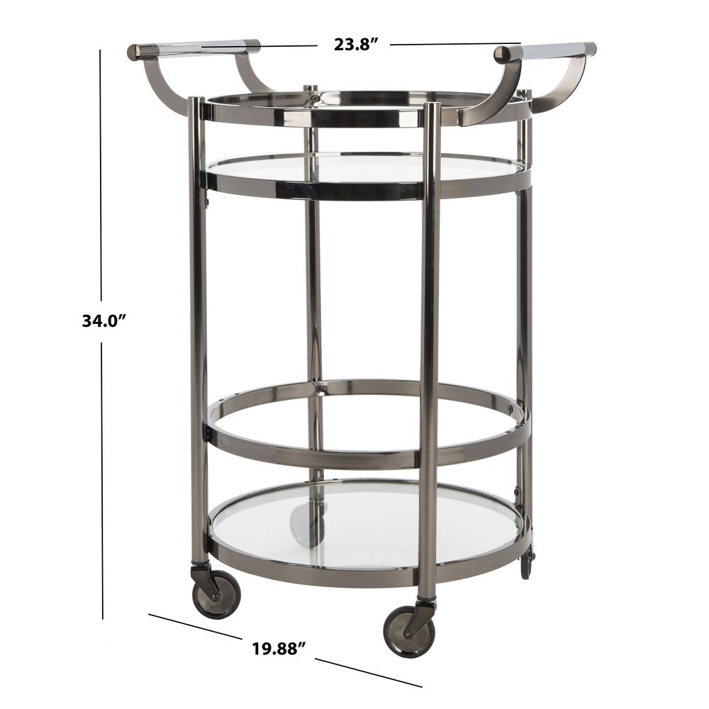 Sienna 2 Tier Round Bar Cart, Gun Metal. Picture 3