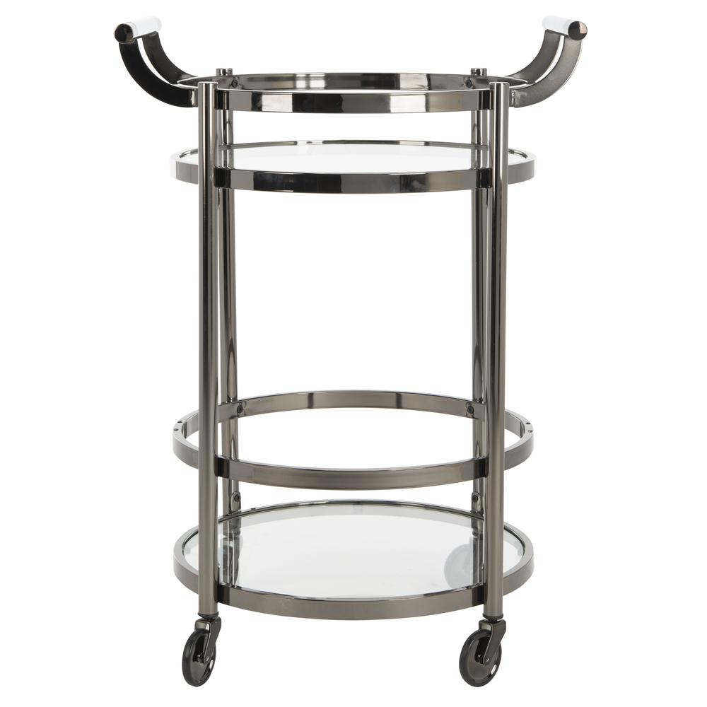 Sienna 2 Tier Round Bar Cart, Gun Metal. Picture 1