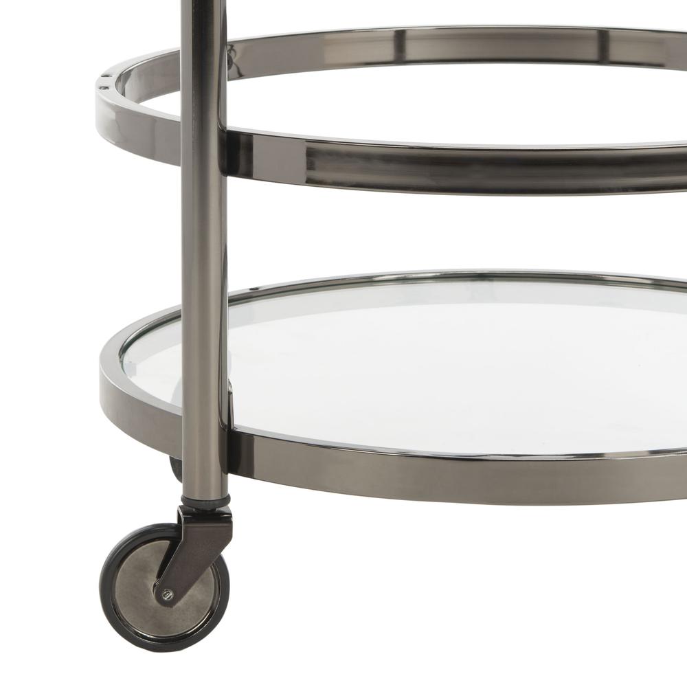 Sienna 2 Tier Round Bar Cart, Gun Metal. Picture 4