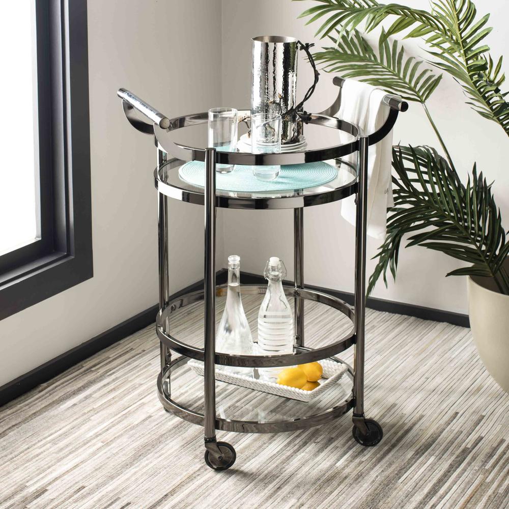 Sienna 2 Tier Round Bar Cart, Gun Metal. Picture 5