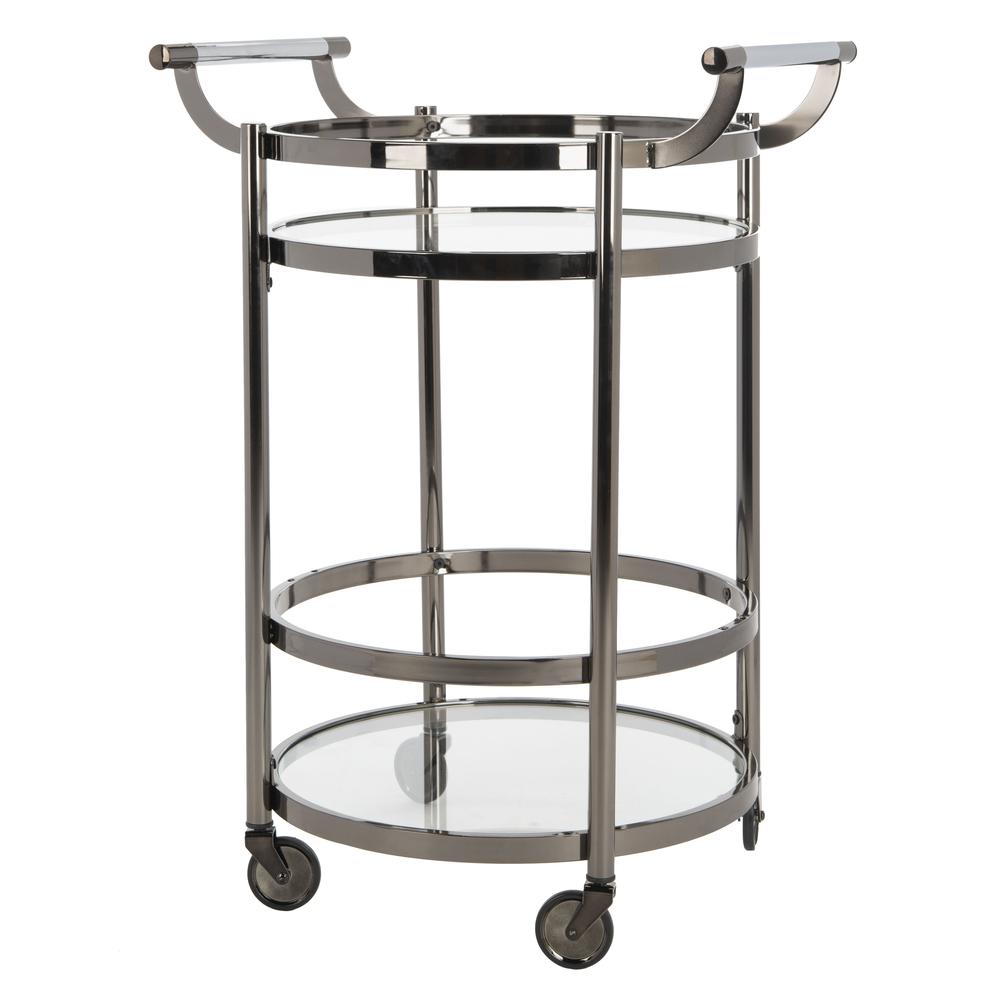 Sienna 2 Tier Round Bar Cart, Gun Metal. Picture 6