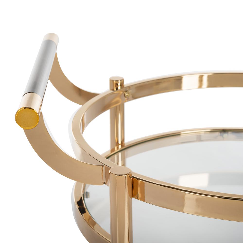 Sienna 2 Tier Round Bar Cart, Gold. Picture 2