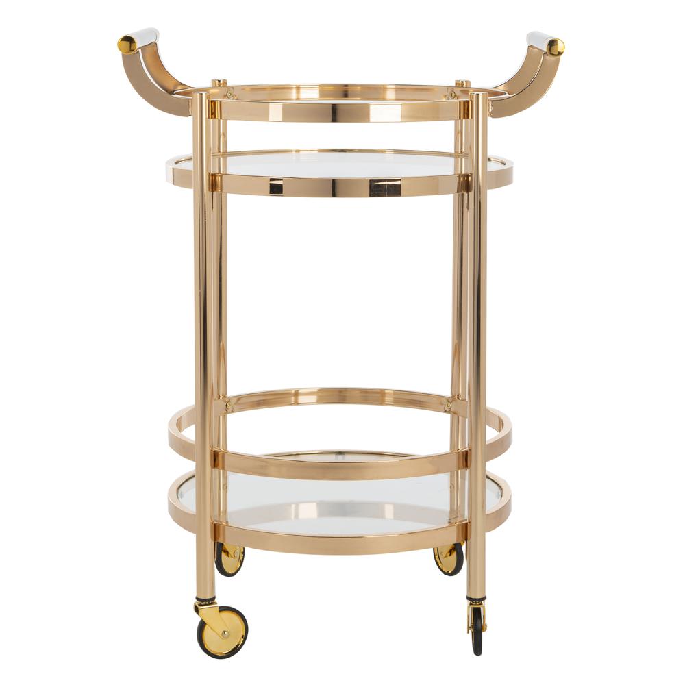 Sienna 2 Tier Round Bar Cart, Gold. Picture 1
