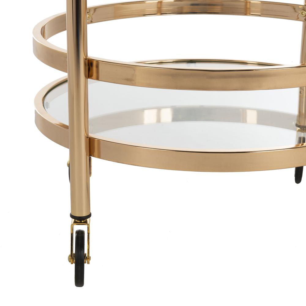 Sienna 2 Tier Round Bar Cart, Gold. Picture 4