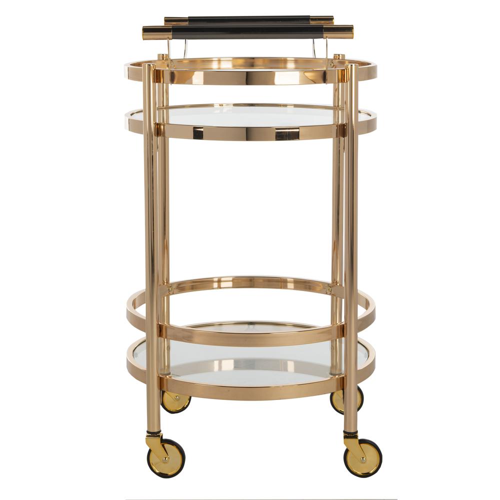 Sienna 2 Tier Round Bar Cart, Gold. Picture 7