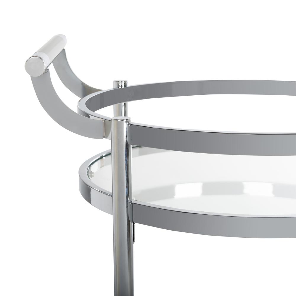 Sienna 2 Tier Round Bar Cart, Chrome. Picture 2