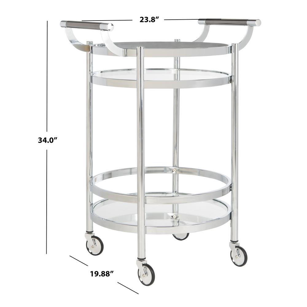 Sienna 2 Tier Round Bar Cart, Chrome. Picture 3