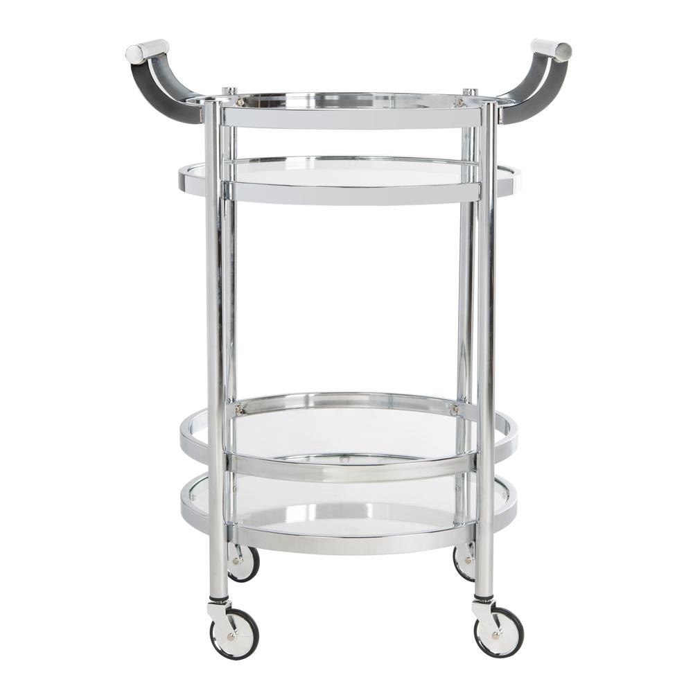 Sienna 2 Tier Round Bar Cart, Chrome. Picture 1