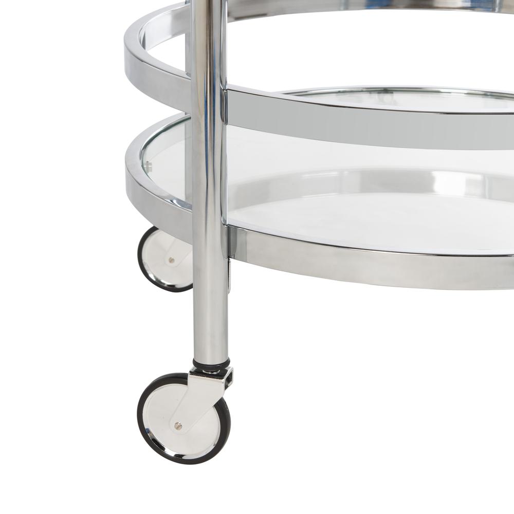 Sienna 2 Tier Round Bar Cart, Chrome. Picture 4