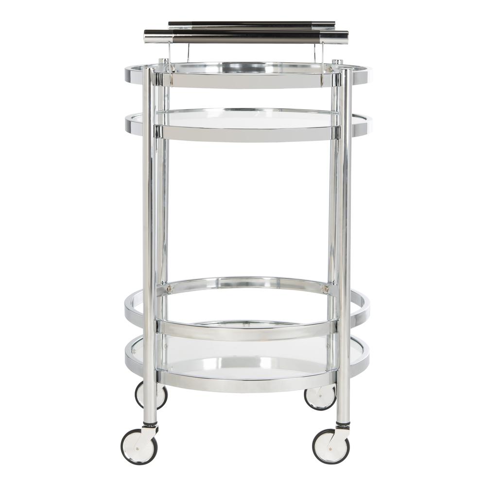 Sienna 2 Tier Round Bar Cart, Chrome. Picture 7