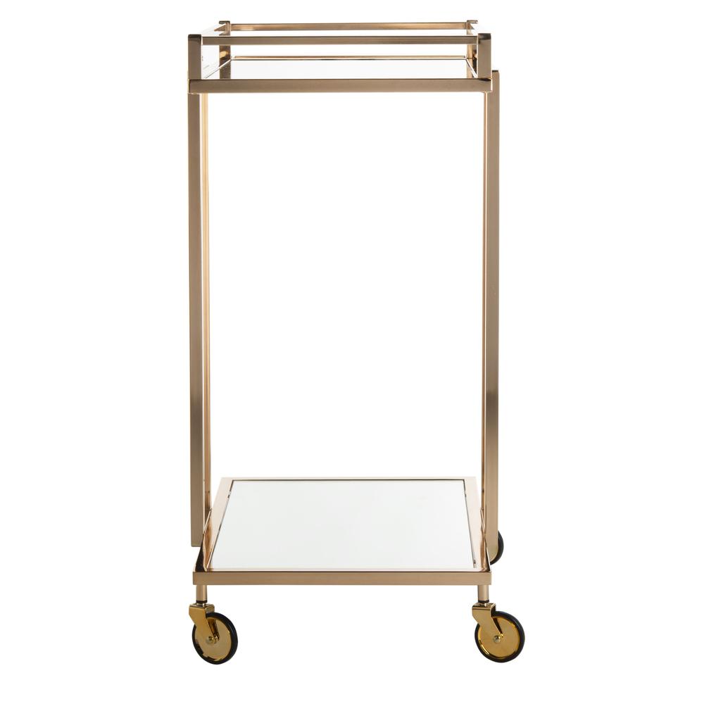 Capri 2 Tier Rectangle Bar Cart, Gold/Mirror. Picture 7
