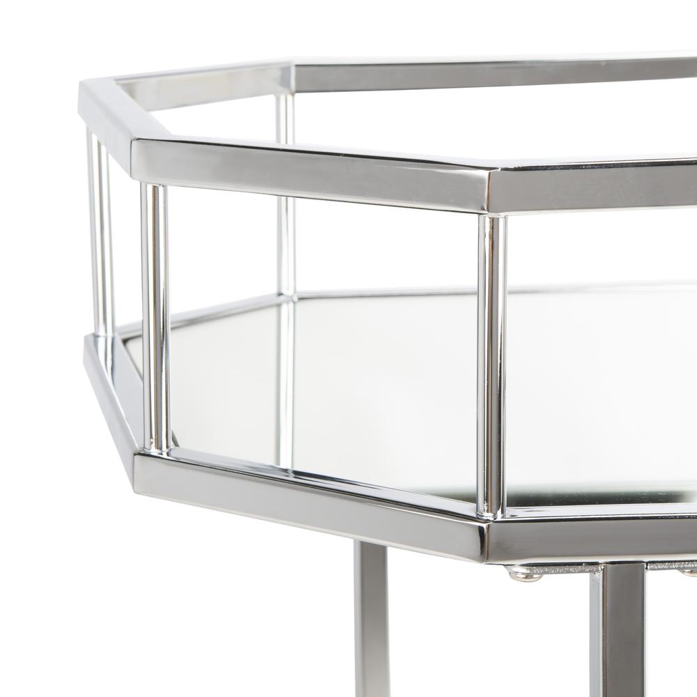 Silva 2 Tier Octagon Bar Cart, Silver/Mirror. Picture 2
