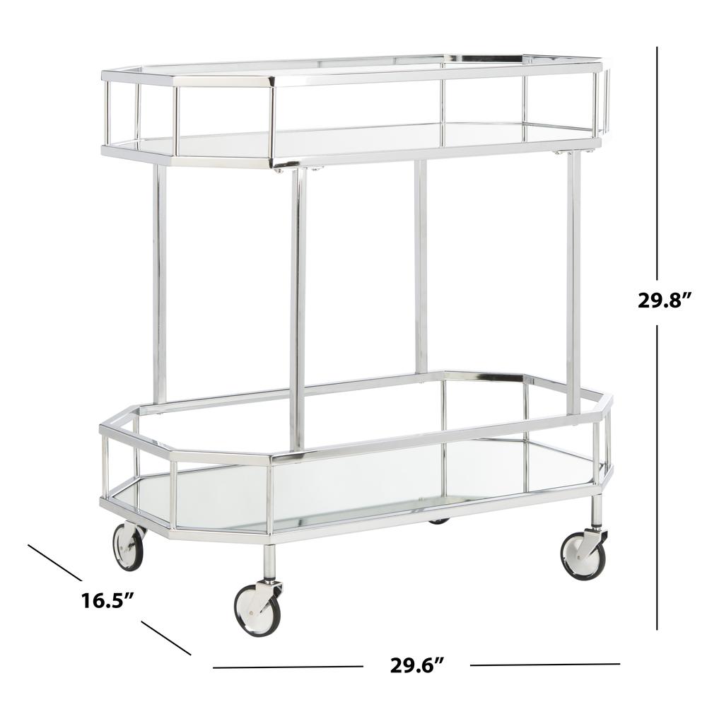 Silva 2 Tier Octagon Bar Cart, Silver/Mirror. Picture 3