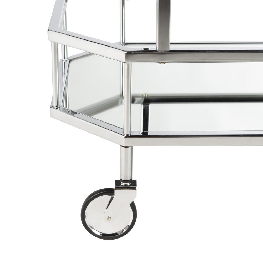 Silva 2 Tier Octagon Bar Cart, Silver/Mirror. Picture 4