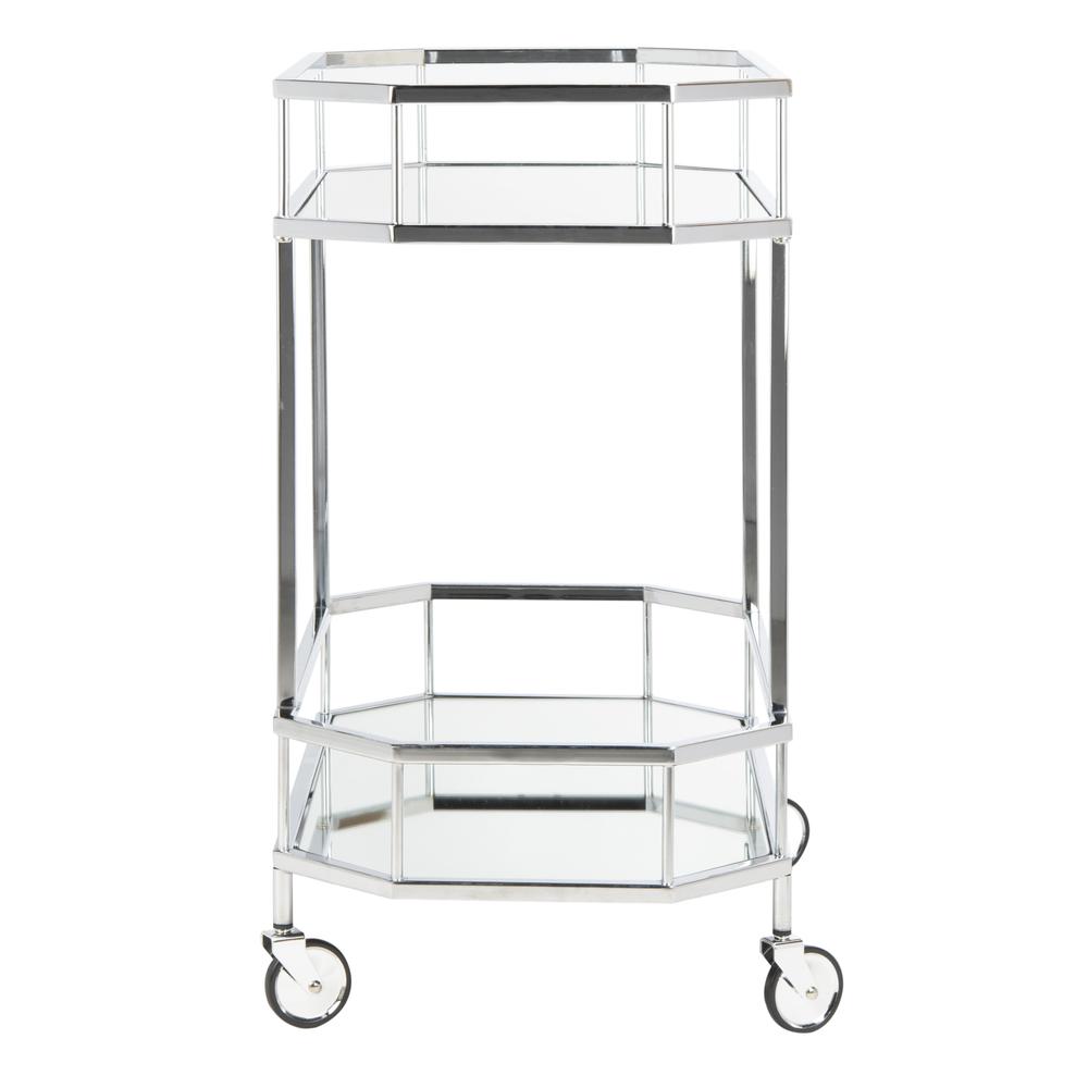 Silva 2 Tier Octagon Bar Cart, Silver/Mirror. Picture 7