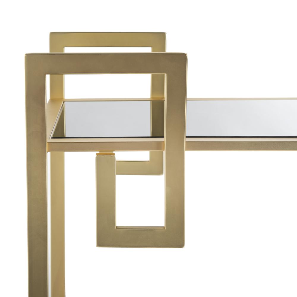 Eliza 2 Tier Bar Cart, Brass/Black Glass. Picture 2