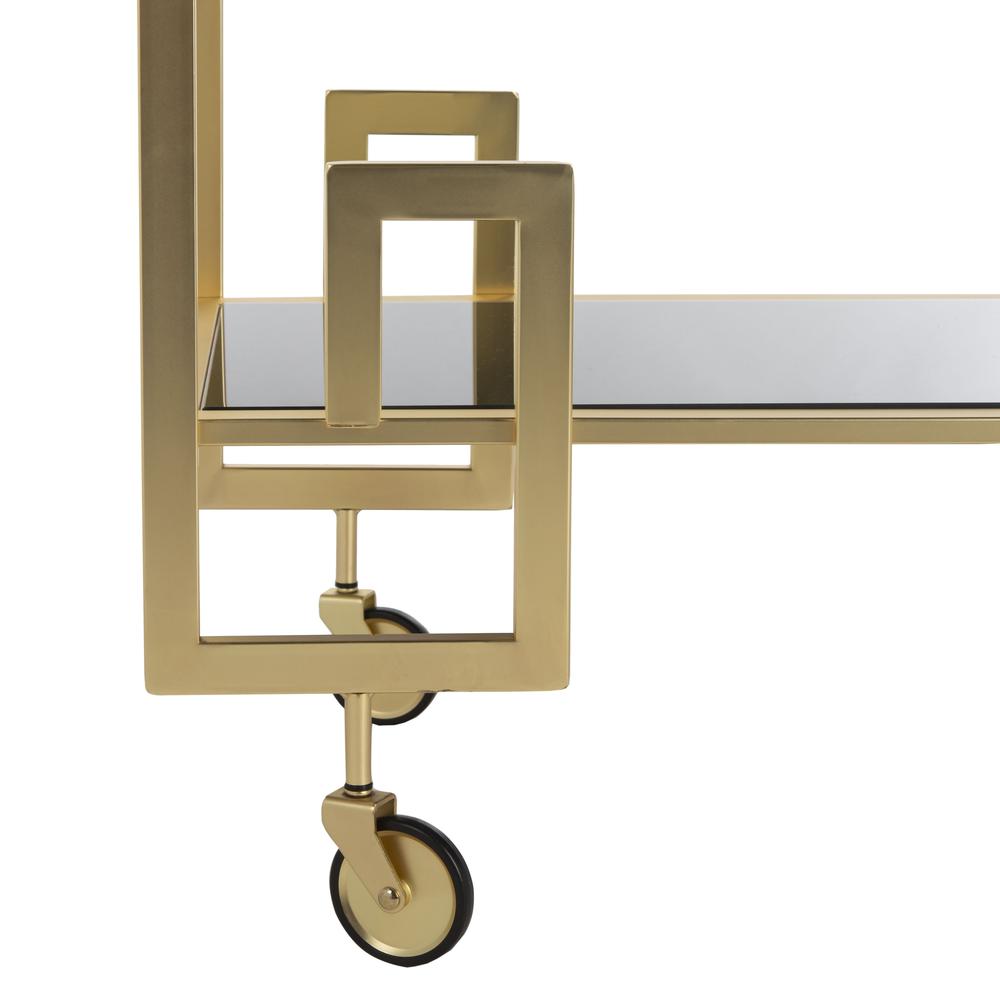 Eliza 2 Tier Bar Cart, Brass/Black Glass. Picture 4
