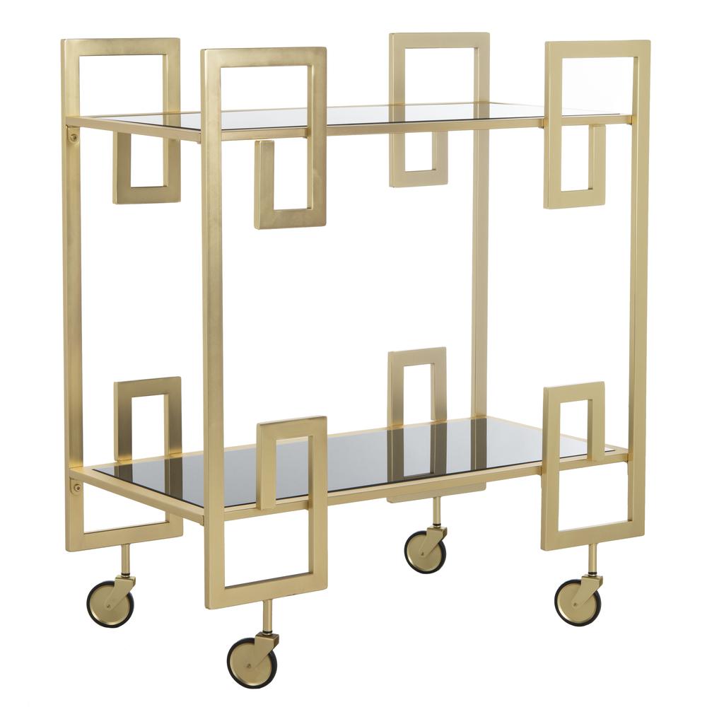Eliza 2 Tier Bar Cart, Brass/Black Glass. Picture 6