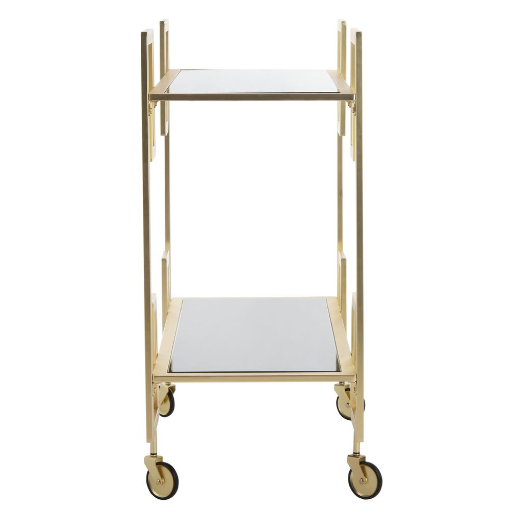 Eliza 2 Tier Bar Cart, Brass/Black Glass. Picture 7